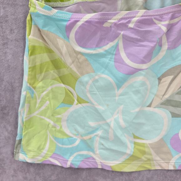 Anne Klein Green Floral Halter Swimwear Tankini Tank Top Medium M 8 - Picture 5 of 7